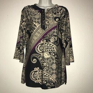 Ava Grace Stretch Gold Grommet Chain Tunic Top MP